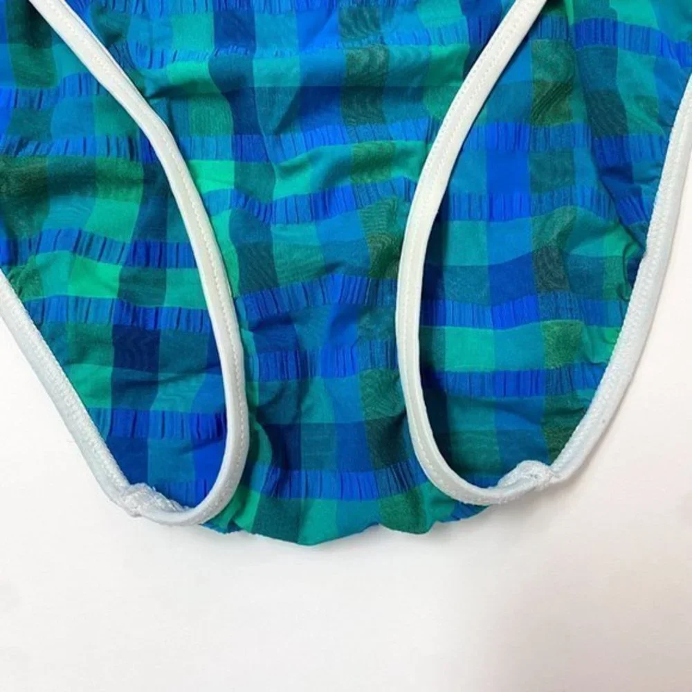 1980's Gold Coast One piece‎ Swim suit w/ blue amd green checks Sz 12